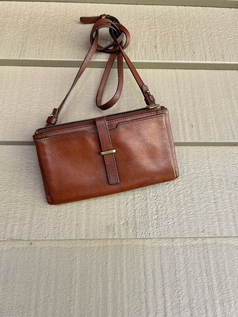 Fossil Brown Leather Crossbody Wallet